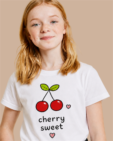 CHERRY SWEET, Organik Kumaşlı Kısa Kollu Baskılı Unisex Çocuk T- shirt