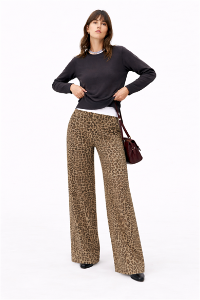 Donna Pant, Leopar Desenli Sürdürülebilir Cozy Pantolon