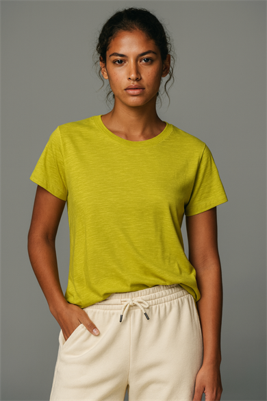 DOROTHY TEE, Bisiklet Yakalı Flamlı Organik Pamuklu Regular T-shirt