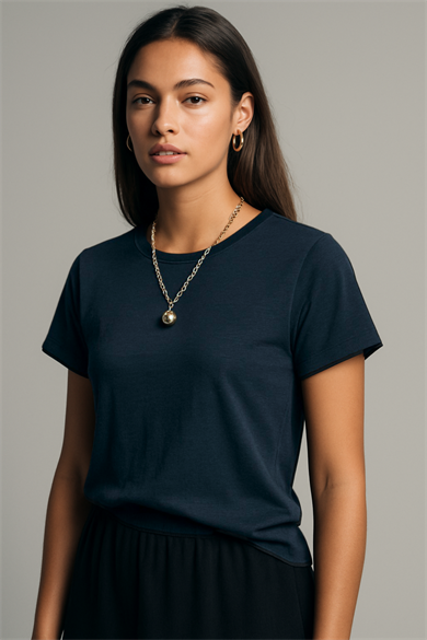 DOROTHY TEE, Bisiklet Yakalı Flamlı Organik Pamuklu Regular T-shirt