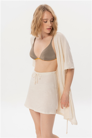 ECOBEACH SKIRT PLAJ İÇİN TRANSPARAN KETEN KARISIMLI ETEK