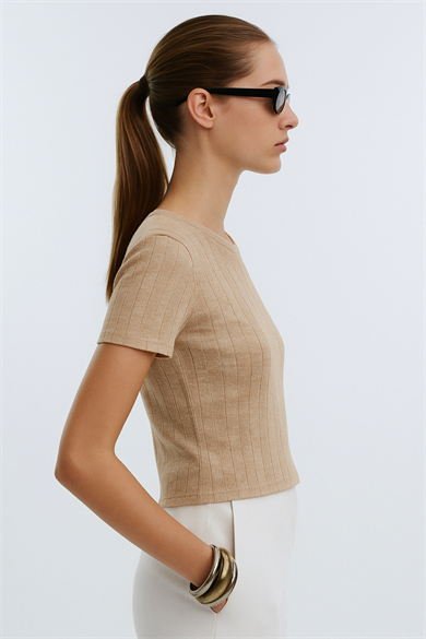 Isla Top, Ecovero Viskon ve Geri Dönüştürülmüş Polyesterli Bisiklet Yaka Ribana Bluz