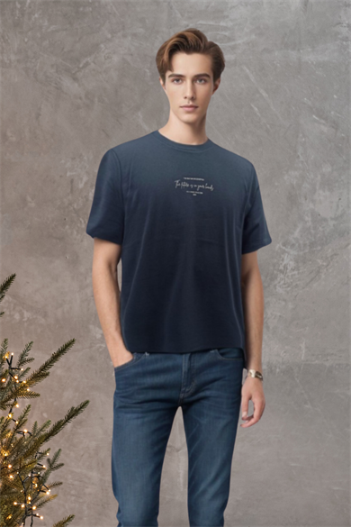 JEREMY TEE, Su Bazlı Baskı Detaylı, Organik Pamuklu T-shirt