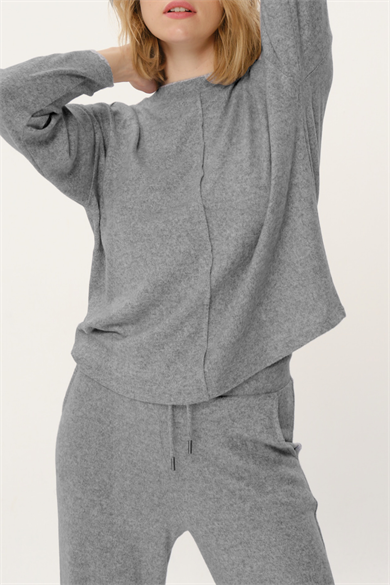 Kelly Basic Top, Ön Nervür Detaylı, Organik Kumaşlı Sweatshirt