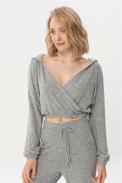 Kelly Crop, Organik Kumaşlı Anvelop Cropped Sweatshirt