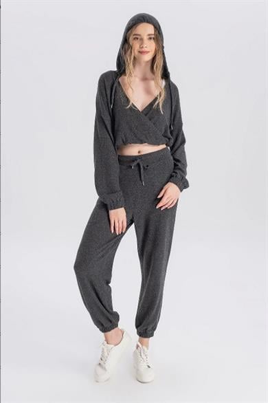 Kelly Crop, Organik Kumaşlı Anvelop Cropped Sweatshirt