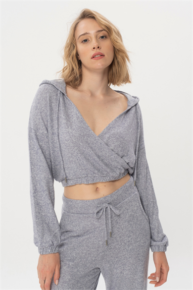 Kelly Crop, Organik Kumaşlı Anvelop Cropped Sweatshirt