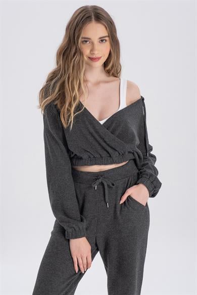 Kelly Crop, Organik Kumaşlı Anvelop Cropped Sweatshirt