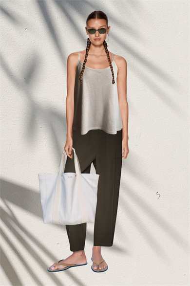 LINE TOP, Keten Karışımlı, Çift Taraflı, Fonksiyonel Askılı Bluz