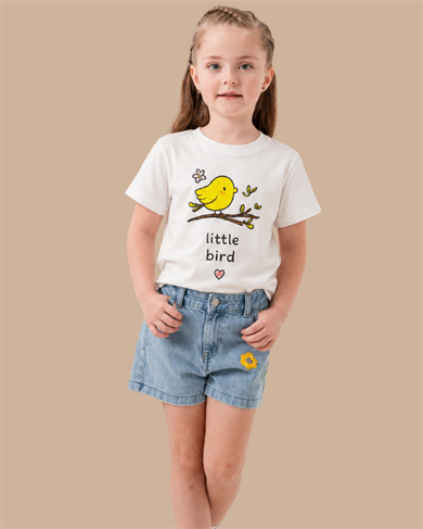 LITTLE BIRD, Organik Kumaşlı Kısa Kollu Baskılı Unisex Çocuk T- shirt