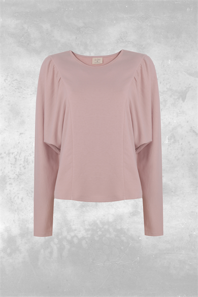 Mira, Organik Kumaşlı, Omuz Büzgülü, Pudra Renk, Sweatshirt