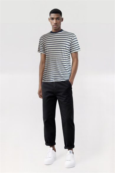 PAUL TEE, Organik Pamuklu, Kontrast Yaka Detaylı, Çizgili Tişört