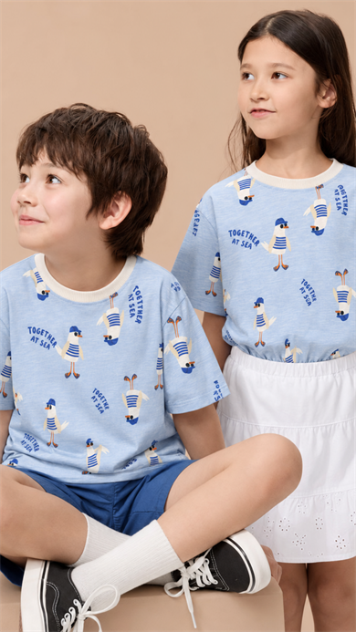 SEAGULL TEE, Organik Kumaşlı Kısa Kollu Unisex Çocuk T- shirt
