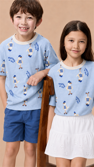 SEAGULL TEE, Organik Kumaşlı Kısa Kollu Unisex Çocuk T- shirt