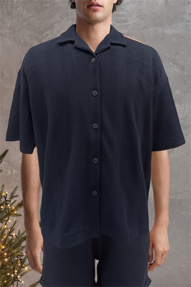 SIMON SHIRT, Kısa Kollu Waffle Gömlek