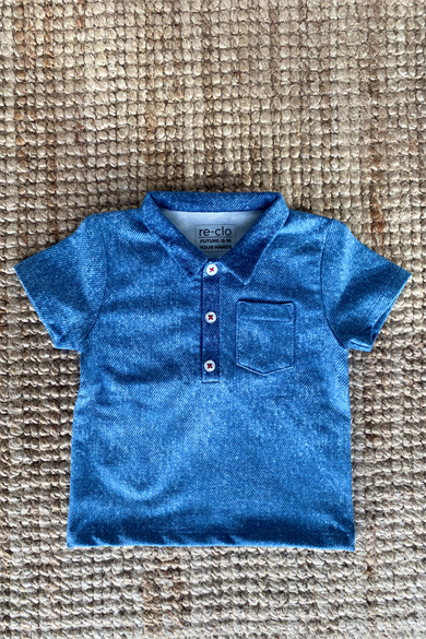 SKY BOY REMAKE PROJECT, Organik Kumaşlı Kot Görünümlü Erkek Bebek Polo Yaka T-shirt