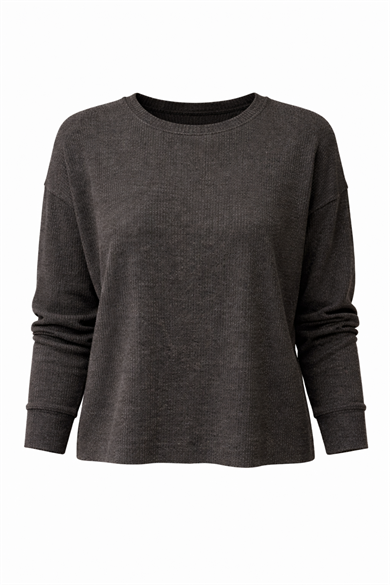 Tanya Top, Bisiklet Yaka Ribanalı Sürdürülebilir Cozy Sweatshirt
