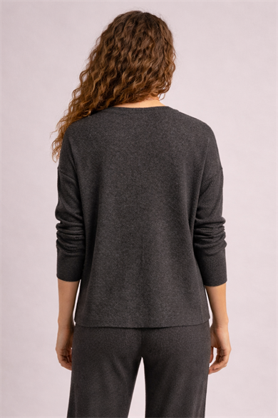 Tanya Top, Bisiklet Yaka Ribanalı Sürdürülebilir Cozy Sweatshirt