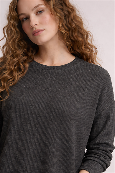 Tanya Top, Bisiklet Yaka Ribanalı Sürdürülebilir Cozy Sweatshirt