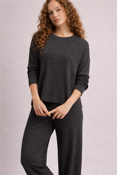 Tanya Top, Bisiklet Yaka Ribanalı Sürdürülebilir Cozy Sweatshirt