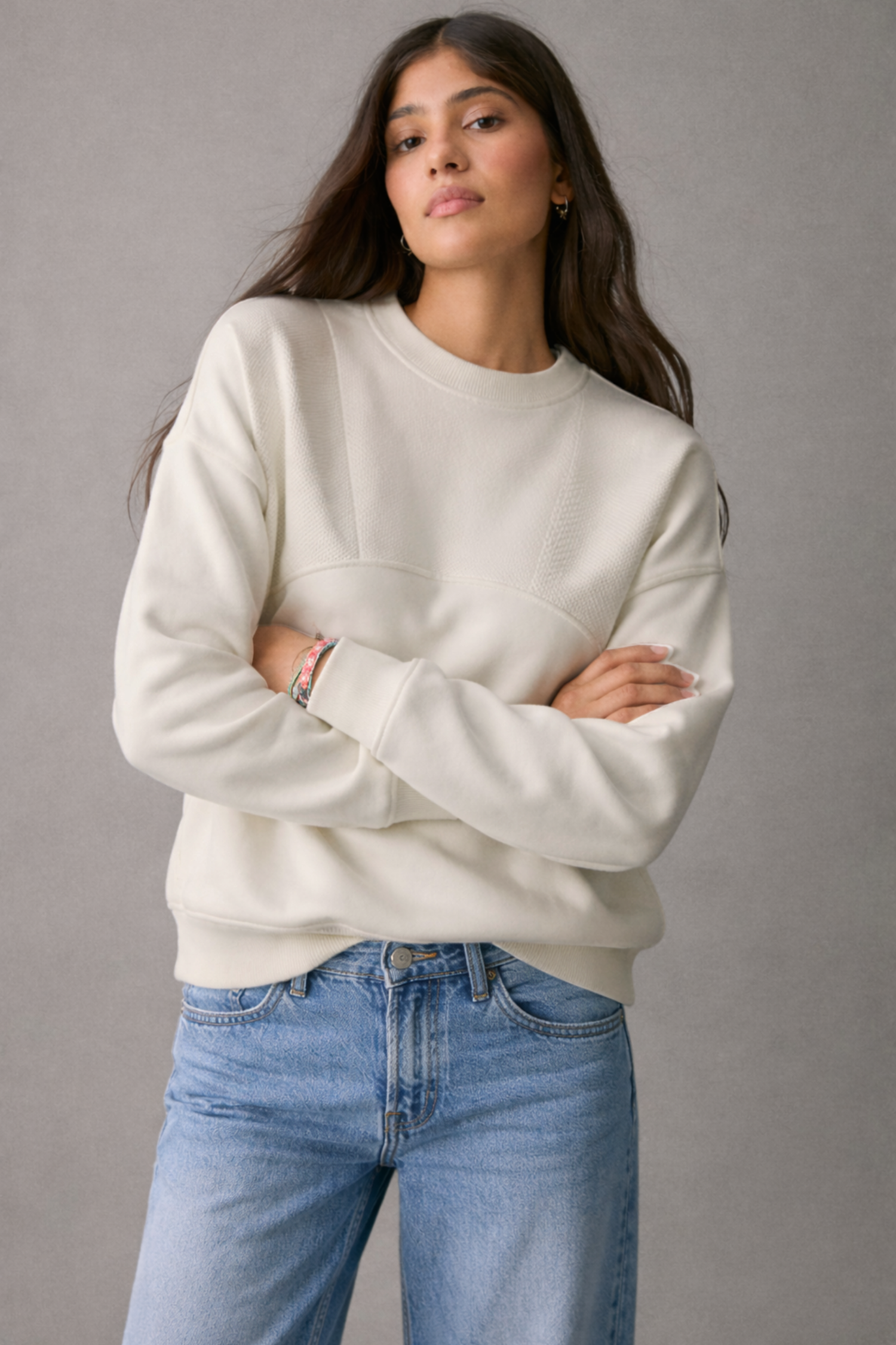 ARORA Dokulu Panelli Rahat Kesim Sweatshirt
