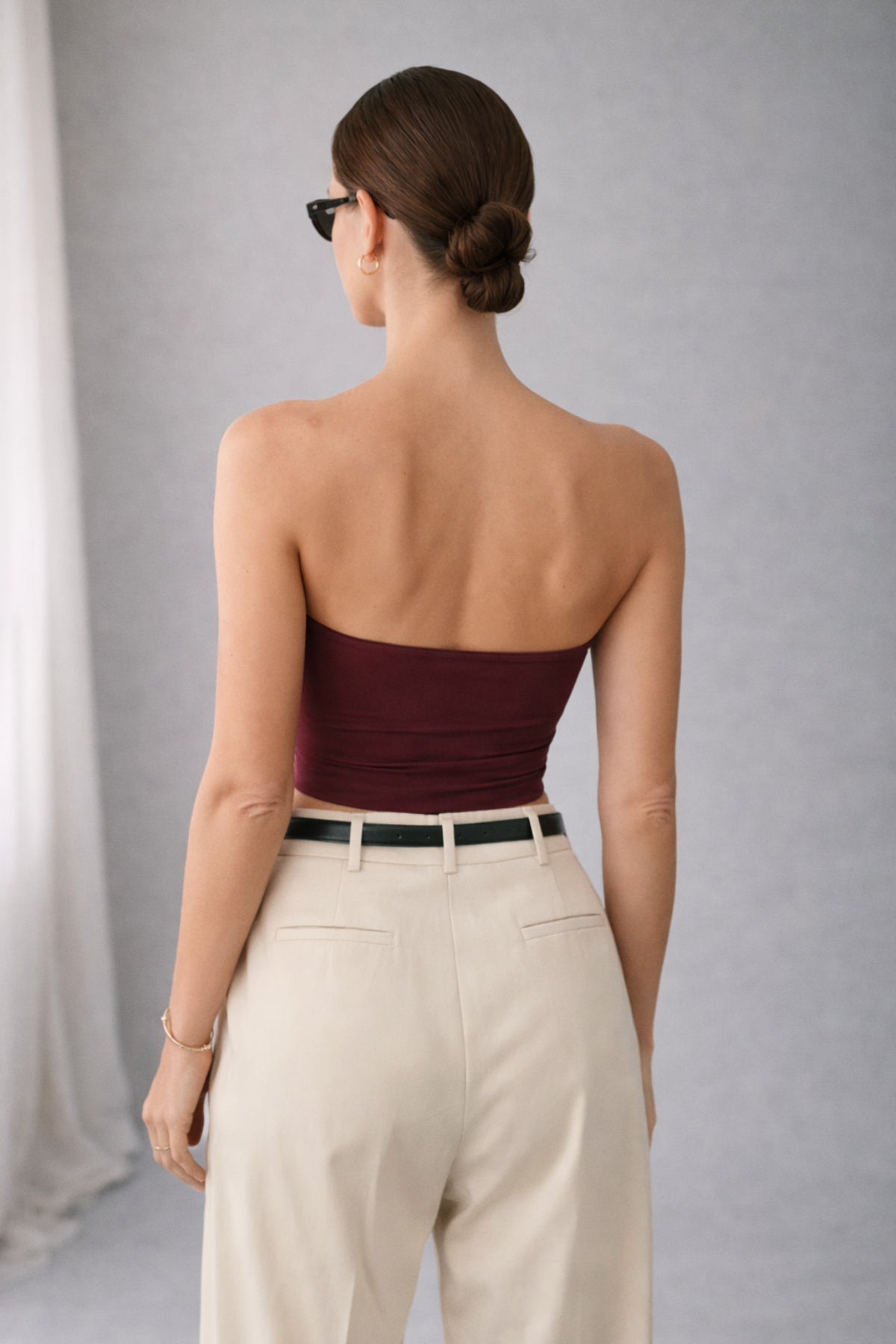 AUGUSTA, Sürdürülebilir Kumaş Karışımlı, Straplez Cropped Bluz 