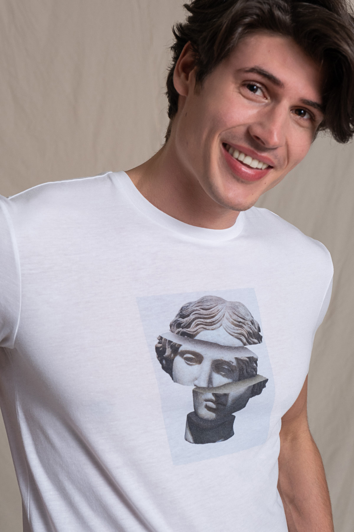 David, Baskı Detaylı Organik Kumaşlı Beyaz T-shirt