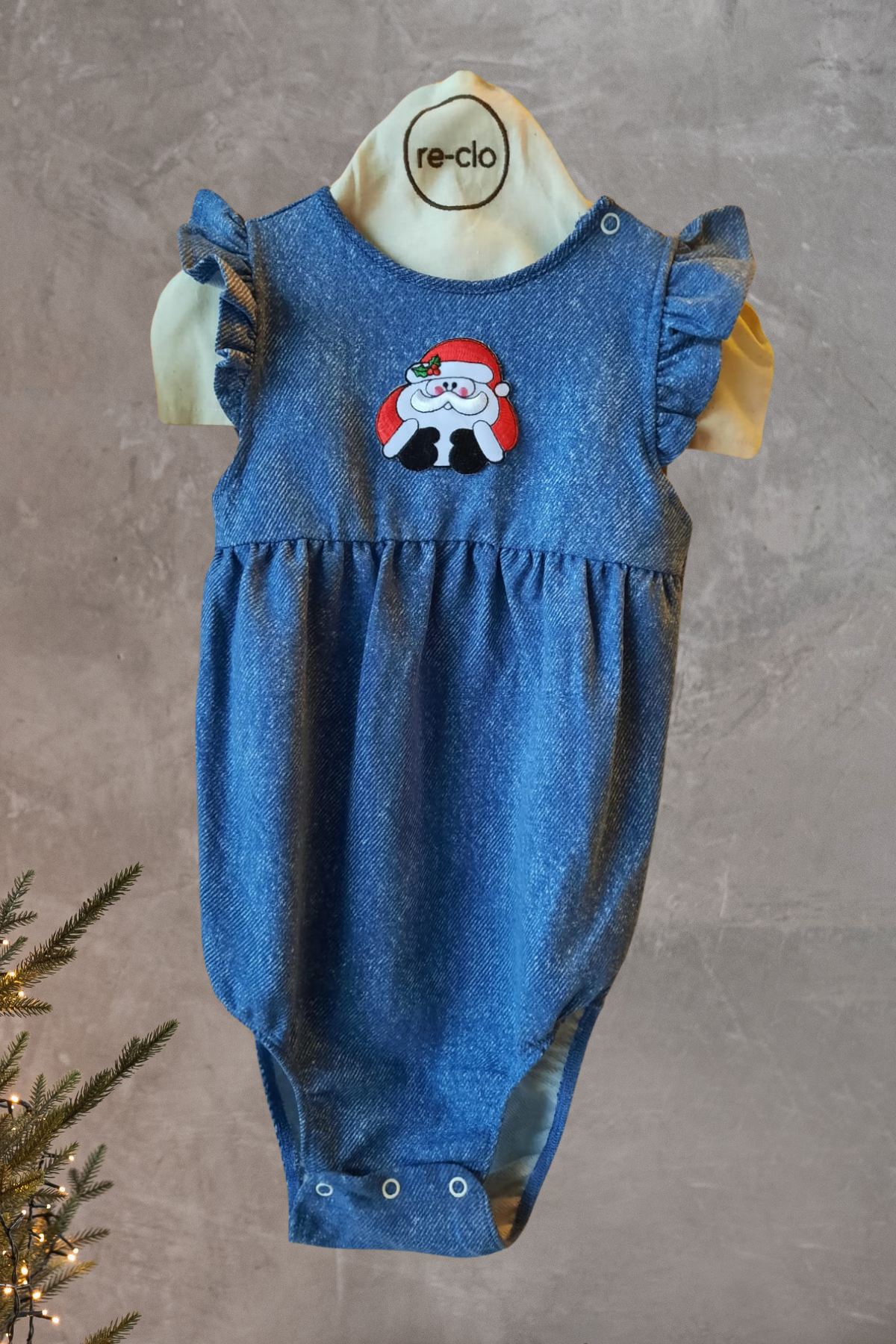 GIFT GIRL, Organik Kumaşlı Noel Baba Aplikeli Bebek Tulumu