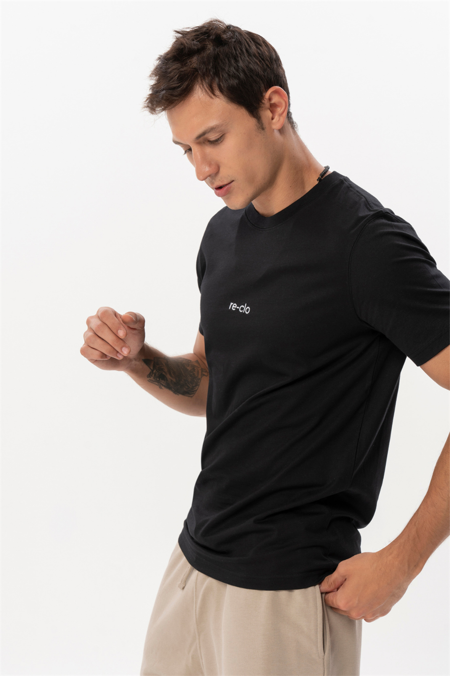 Jose, Nakış Detaylı Organik Pamuklu Siyah  T-shirt