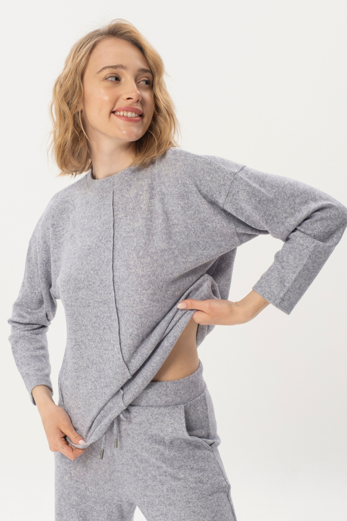 Kelly Basic Top, Ön Nervür Detaylı, Organik Kumaşlı Sweatshirt