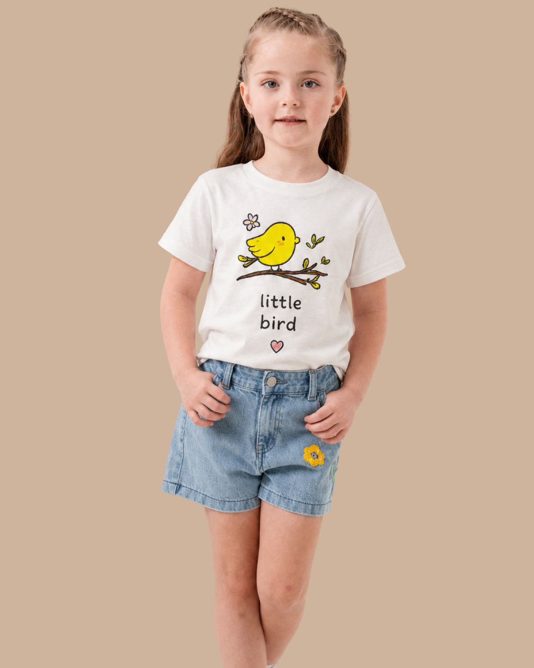 LITTLE BIRD, Organik Kumaşlı Kısa Kollu Baskılı Unisex Çocuk T- shirt