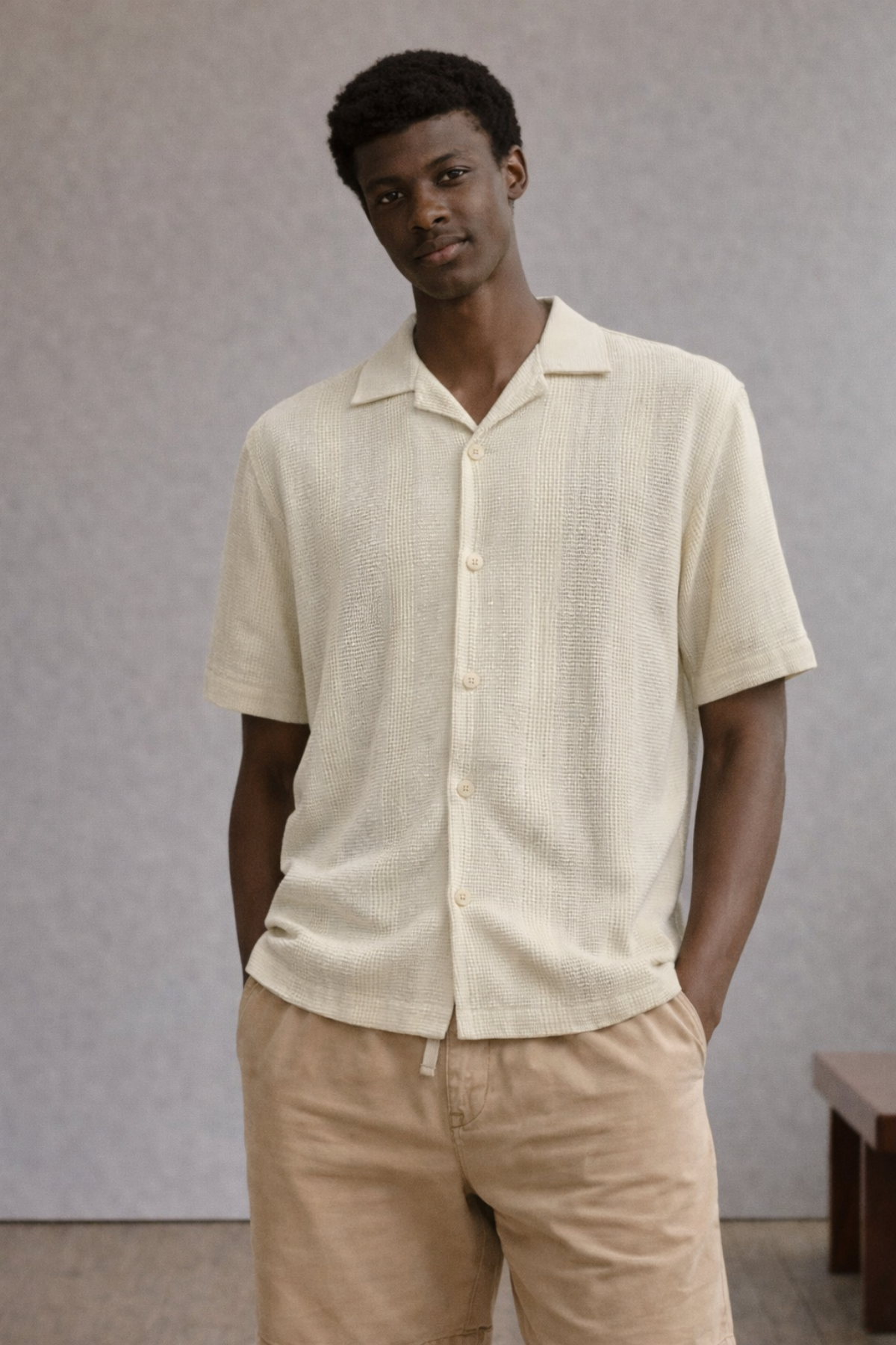 SIMON SHIRT, Kısa Kollu Waffle Gömlek