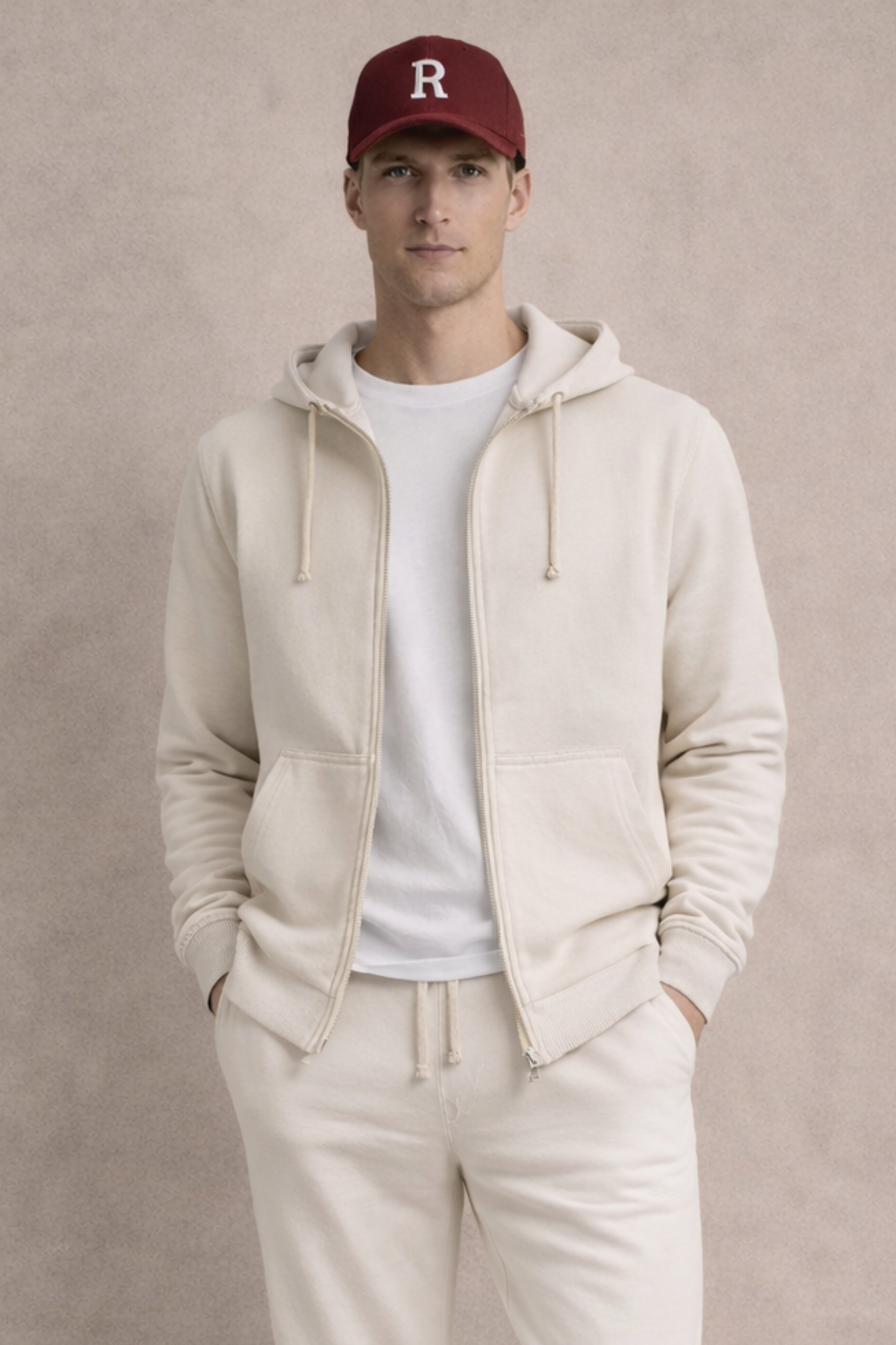 TRISTAN, %100 Organik Pamuklu Fermuarlı Kapüşonlu Sweatshirt