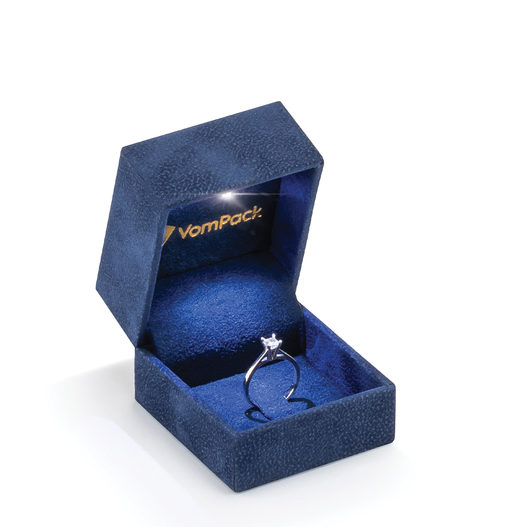 Navy Blue Led Light Nail Ring Box