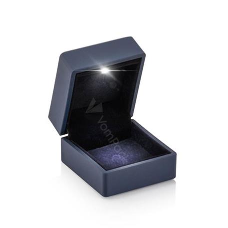 Navy Blue Led Light Prongs Ring Box