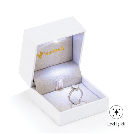 Beyaz Işıklı Tırnaklı Büyük Yüzük Kutusu