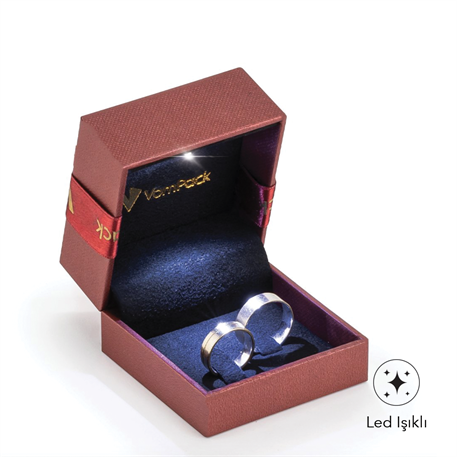 Bordo Işıklı Alyans Kutusu