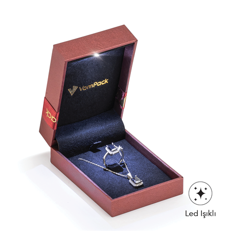 Bordo Işıklı Kolye Kutusu