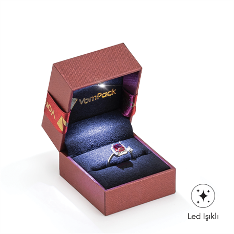 Bordo Işıklı Rulo Küçük Yüzük Kutusu