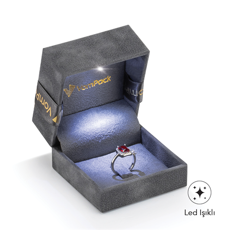 Gri Işıklı Tırnaklı Büyük Yüzük Kutusu