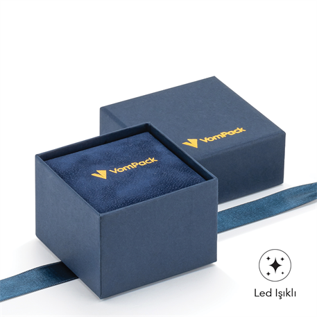Lacivert Işıklı Rulo Büyük Yüzük Kutusu