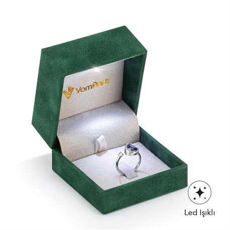 Yeşil Işıklı Tırnaklı Büyük Yüzük Kutusu