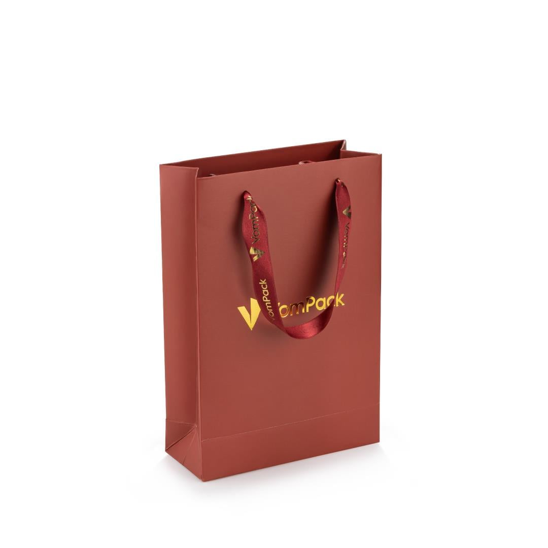 17x25x7 Varak Logo Baskılı Karton Çanta