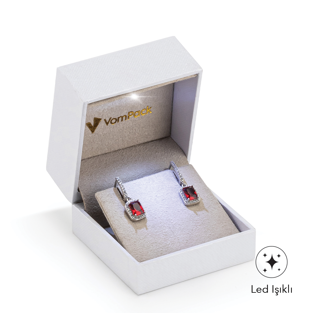 E100 Diamond Beyaz Işıklı Büyük Küpe Kutusu