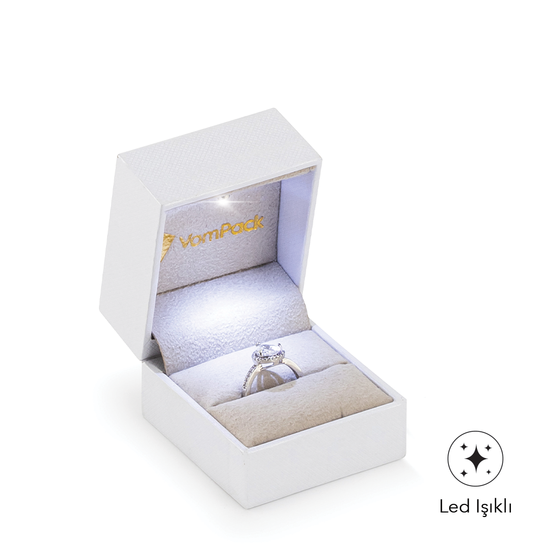E100 Diamond Beyaz Işıklı Rulo Küçük Yüzük Kutusu