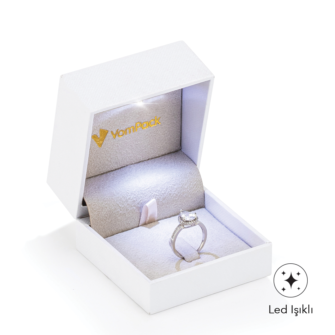 E100 Diamond Beyaz Işıklı Tırnaklı Büyük Yüzük Kutusu