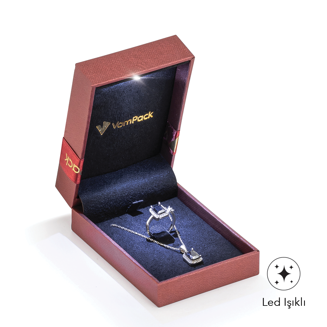 E200 Diamond Bordo Işıklı Kolye Kutusu