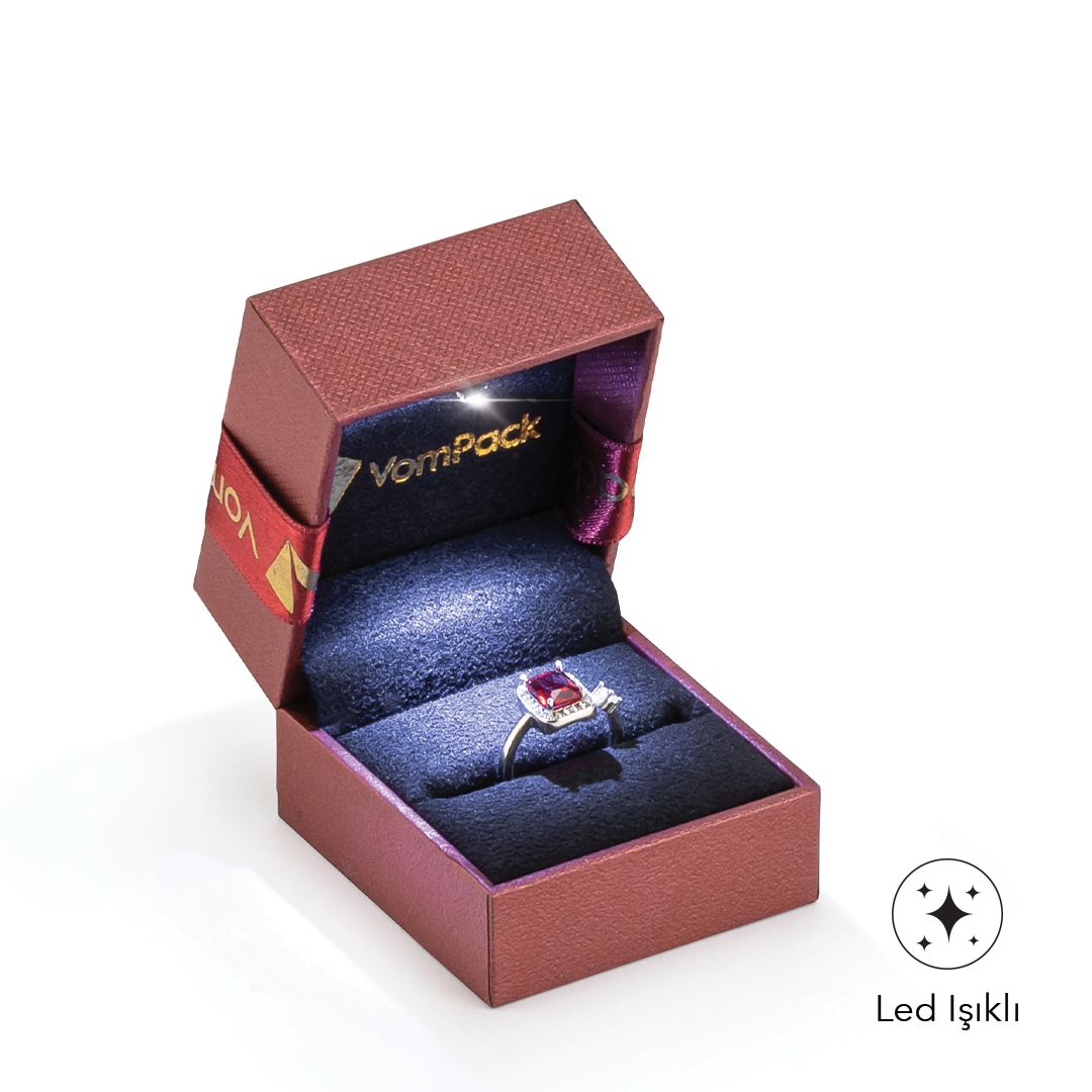 E200 Diamond Bordo Işıklı Rulo Küçük Yüzük Kutusu
