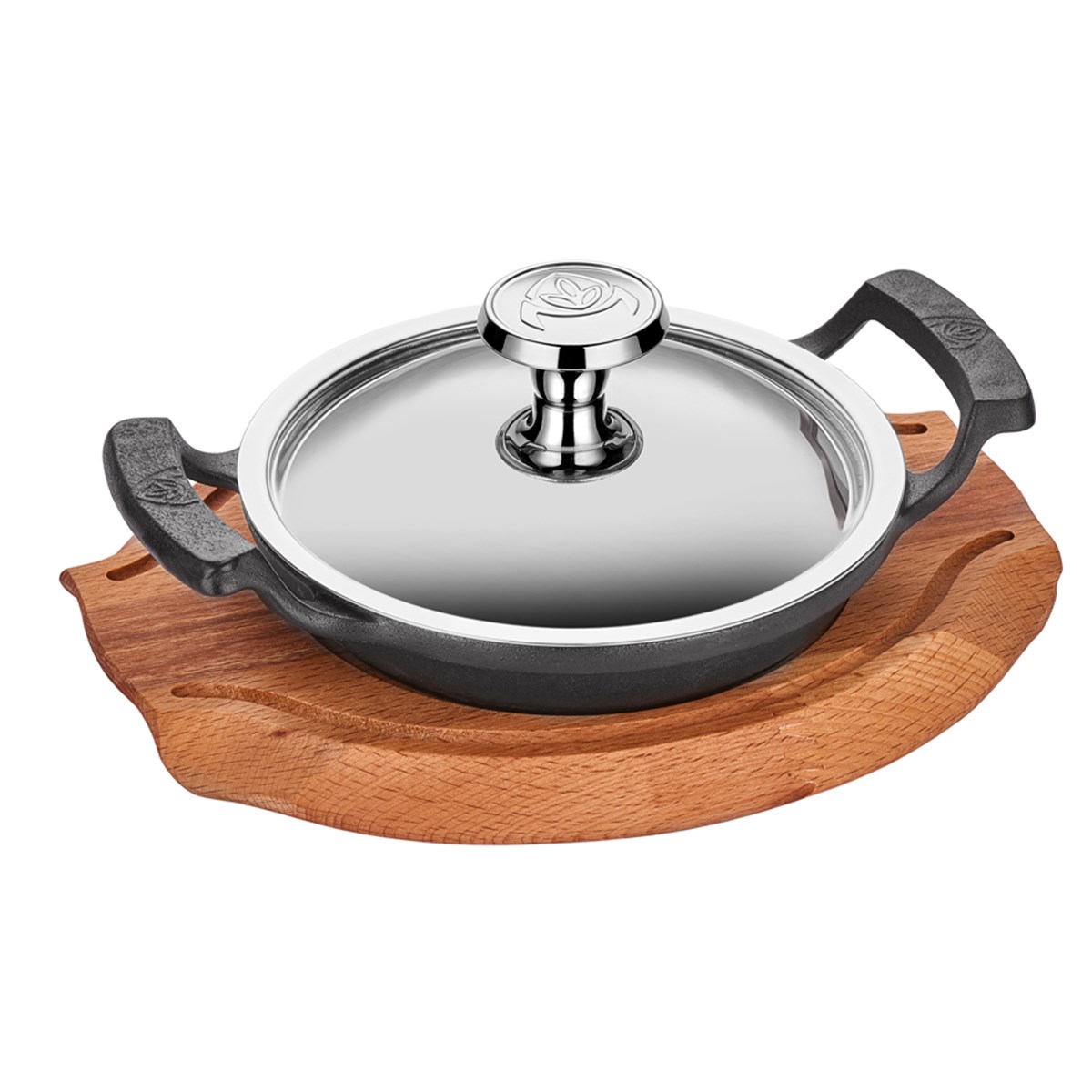 CAST IRON A2 DISH 16CM + S/S LID +TRIVET 