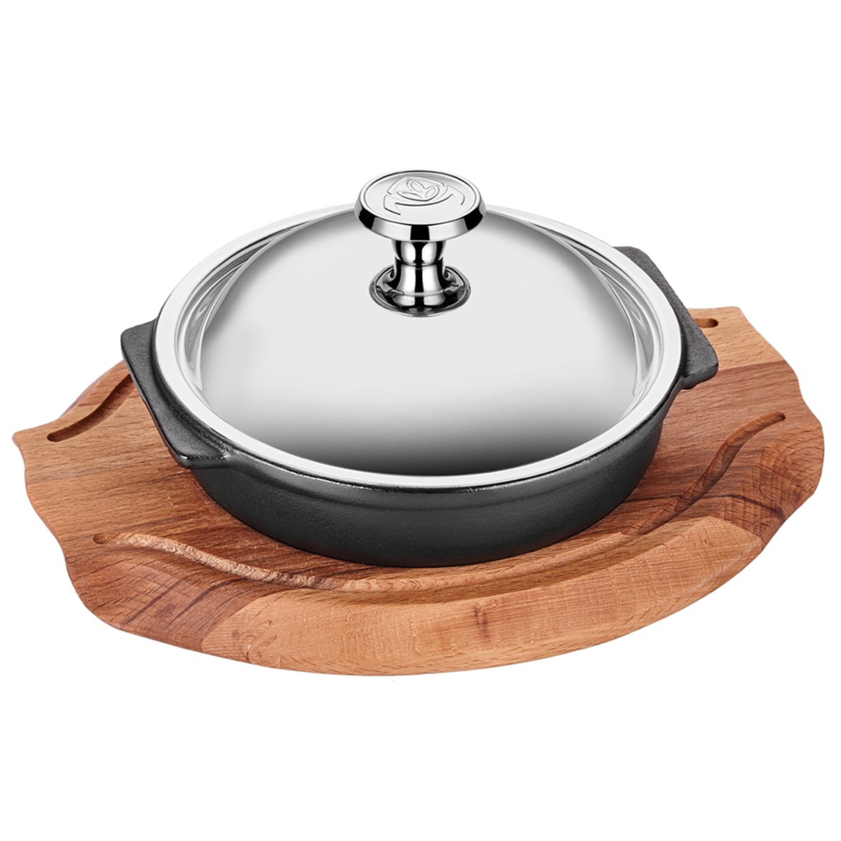 CAST IRON STEW POT 16CM + S/S LID +TRIVET 